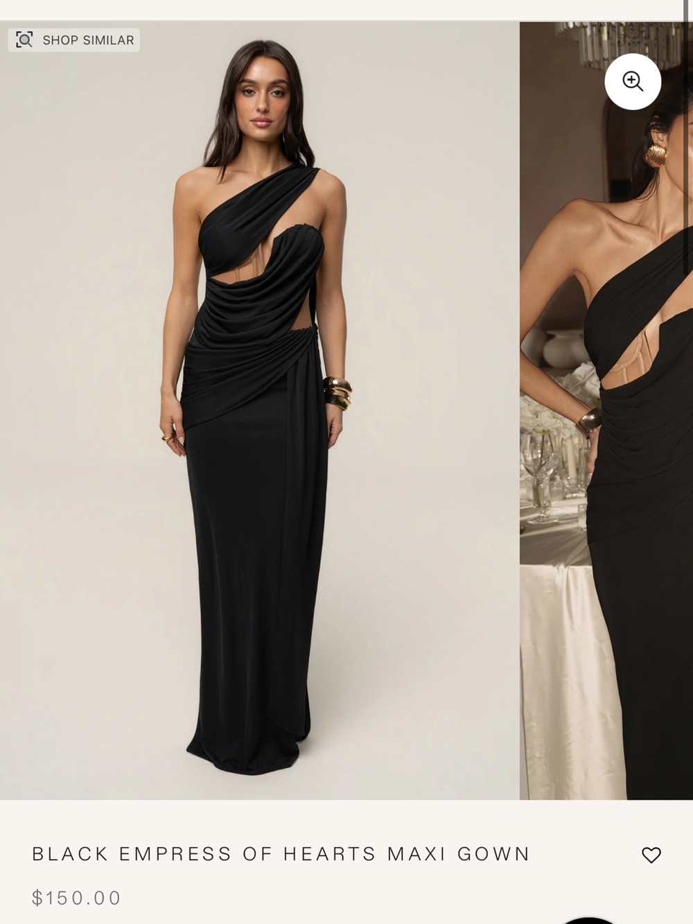 JLUXLABEL Black Empress One-Shoulder Maxi Gown